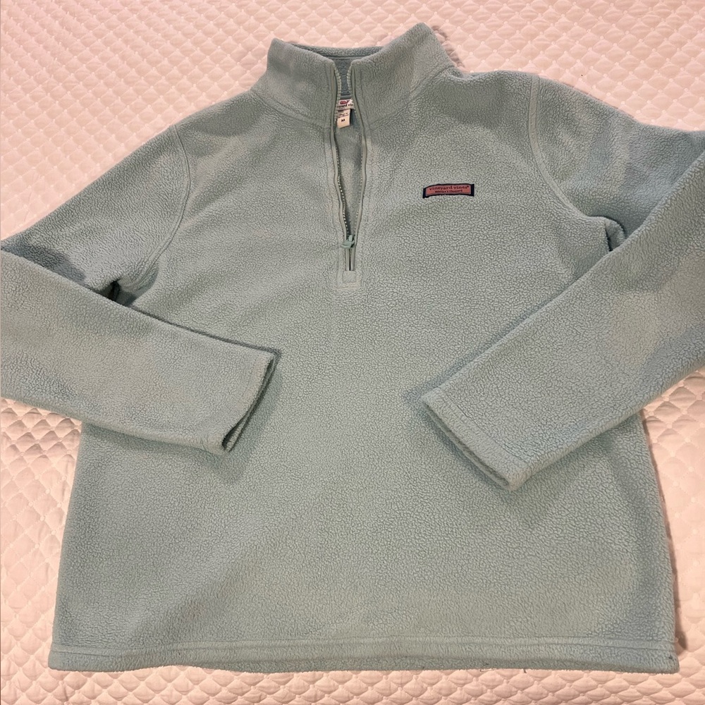 Vineyard Vines Shep Shirt Fleece 1/4 zip light blue medium
